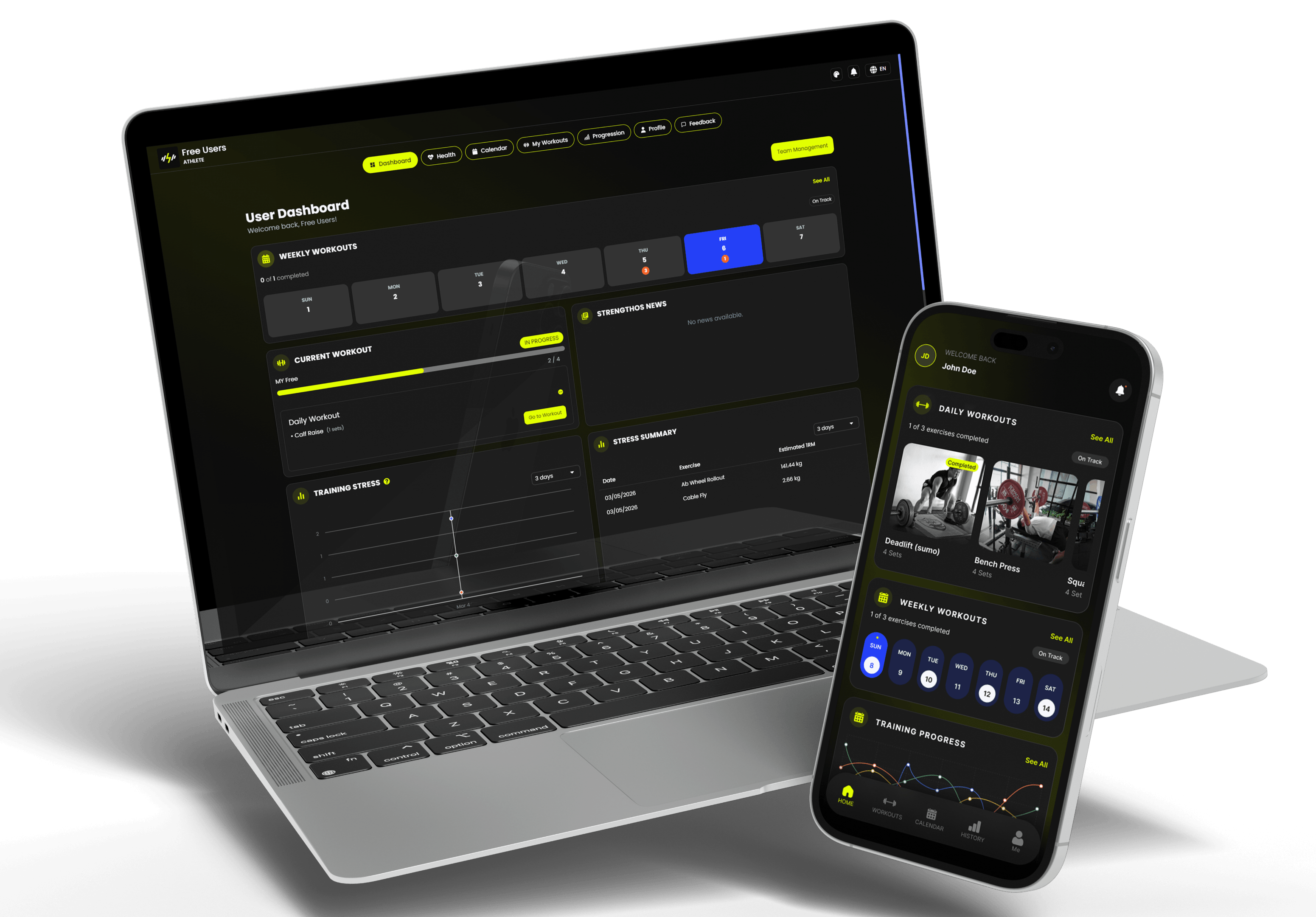 Strength OS Platform Interface showing Training Schedule