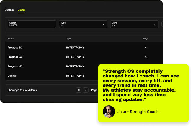 Strength OS Platform Interface Mockup